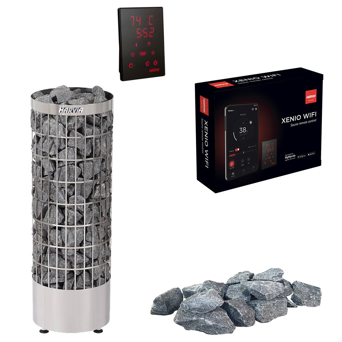 harvia-cilindro-xe-elektro-saunaofen-set-6-8-kw-edelstahl image 2
