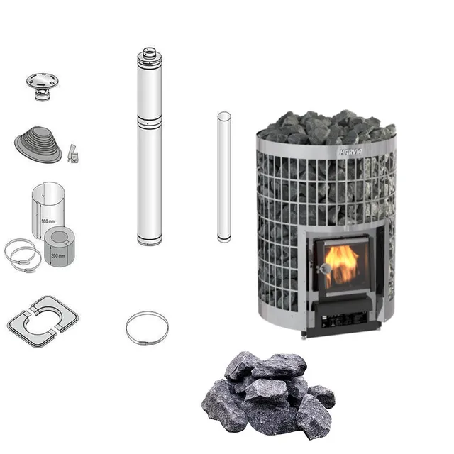 harvia-cilindro-20-holzofen-komplettset-17-kw-edelstahl-schornstein image 1