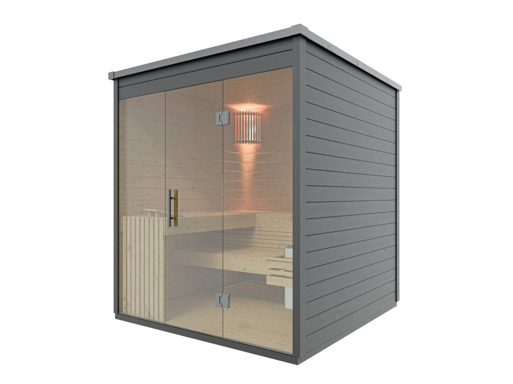 wellmia-luna-gartensauna-fichte-200x196-cm-4-6-personen-schwarz image 2