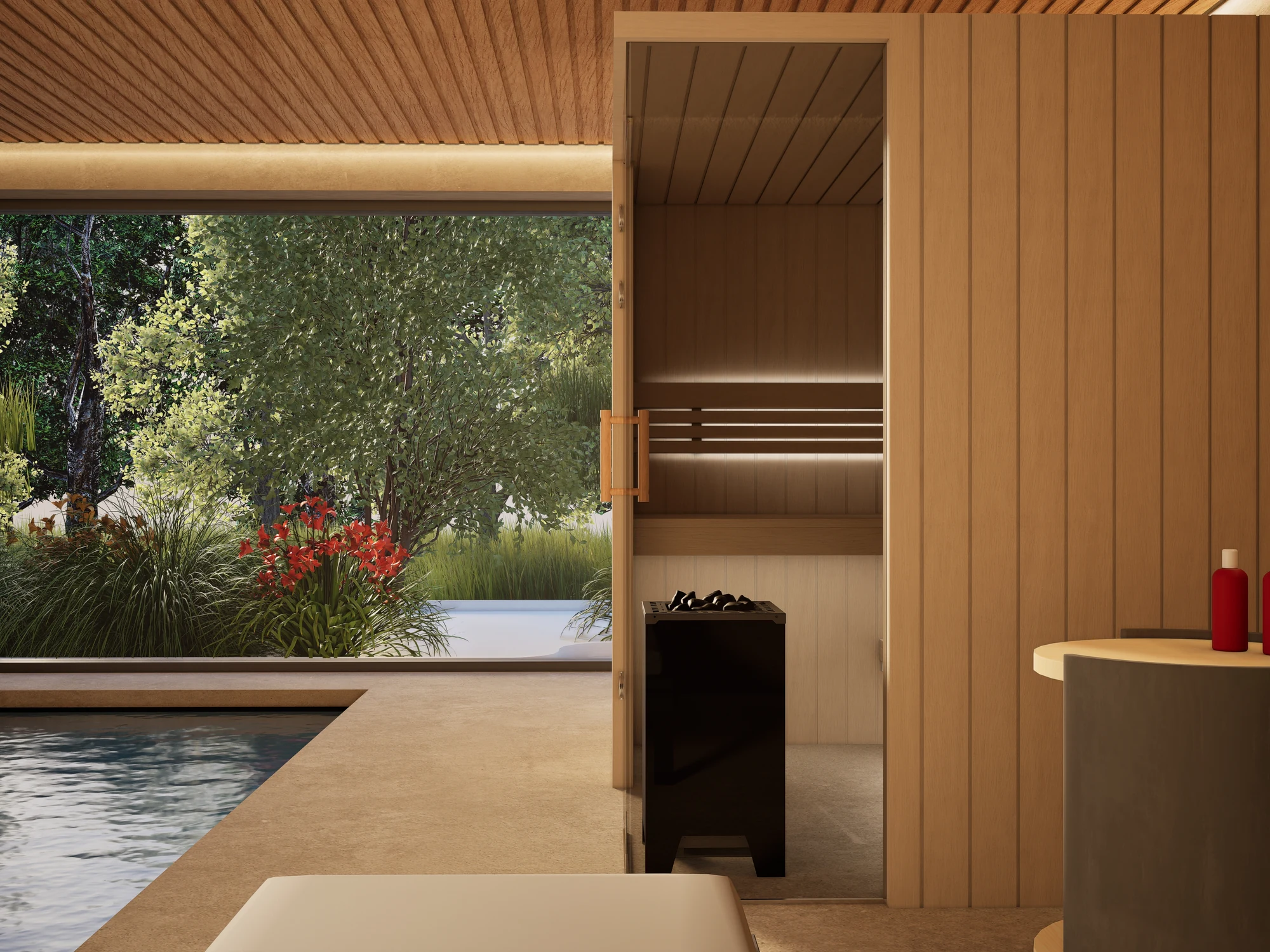 polarholz-morena-sauna-linde-glasecke-mit-ofen-set image 4