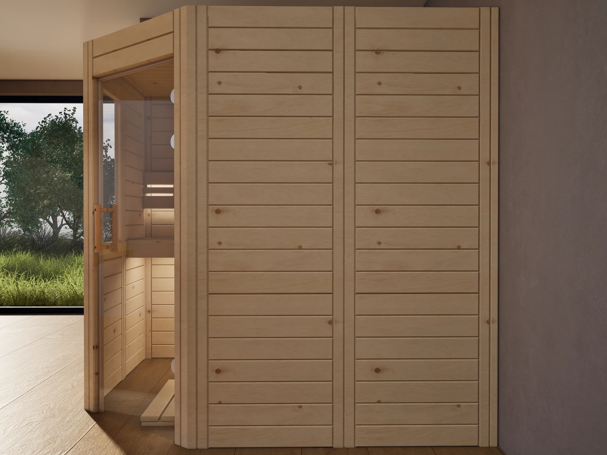 polarholz-athen-5-eck-ecksauna-zirbenholz-massivholz-fenster image 4