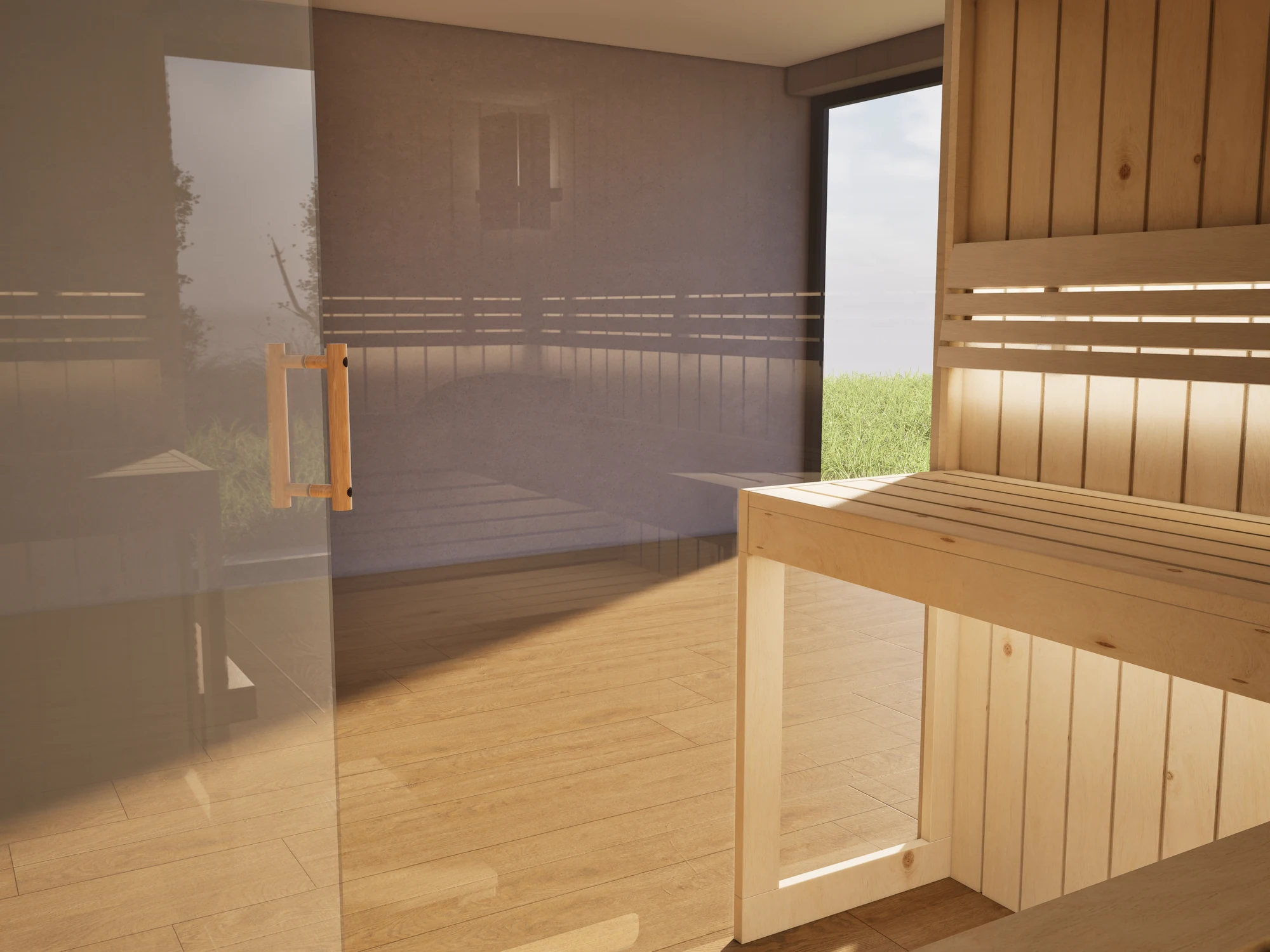 polarholz-athen-5-eck-ecksauna-zirbenholz-bodentief-glas image 8