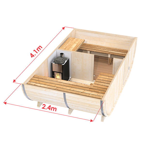 wellmia-fasssauna-oval-gartensauna-410-cm-6-8-personen image 1