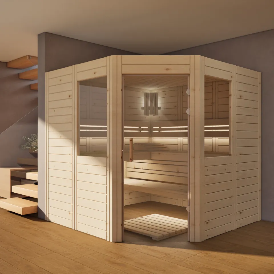 polarholz-athen-ecksauna-zirbe-5-eck-massivholz-led image 1