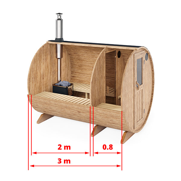 wellmia-nordica-fasssauna-vorraum-300cm-holzofen-set image 3
