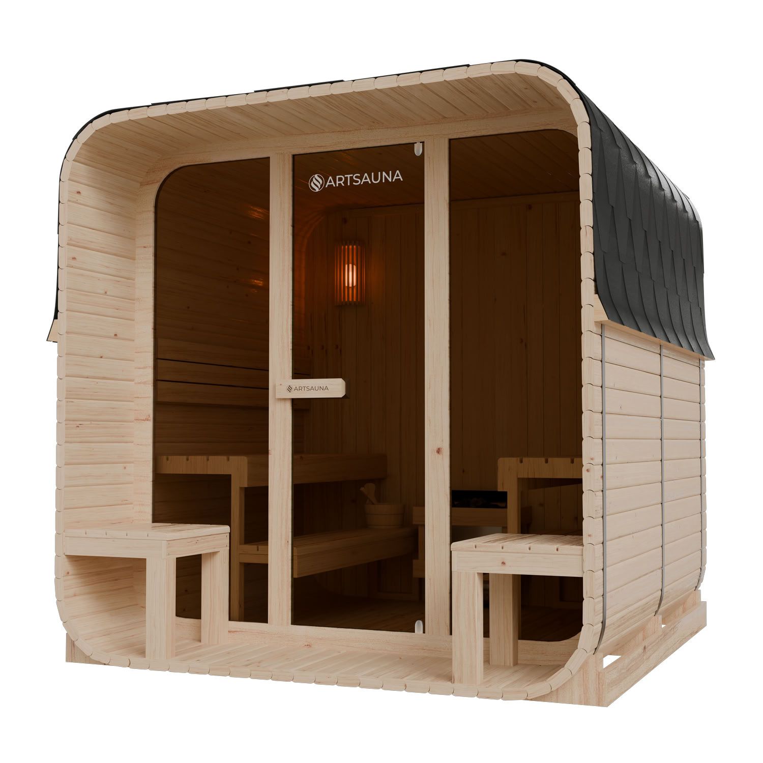 artsauna-fjora-xl-cube-fasssauna-6-personen-9-kw-ofen image 2