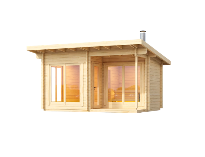wellmia-hagen-mini-gartensauna-434x341-cm-mit-vorraum image 2