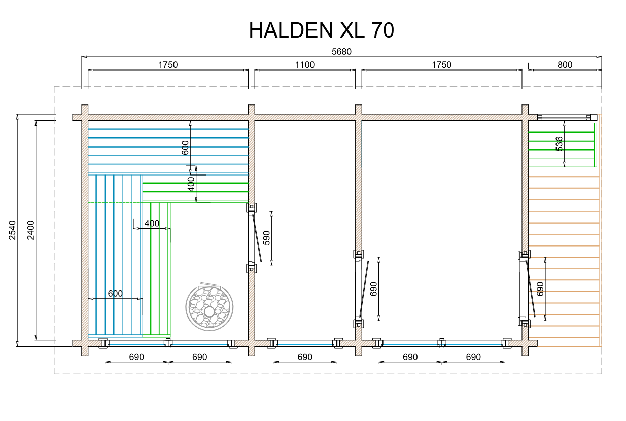 wellmia-halden-xl-gartensauna-fichte-254x568cm-vorraum image 4