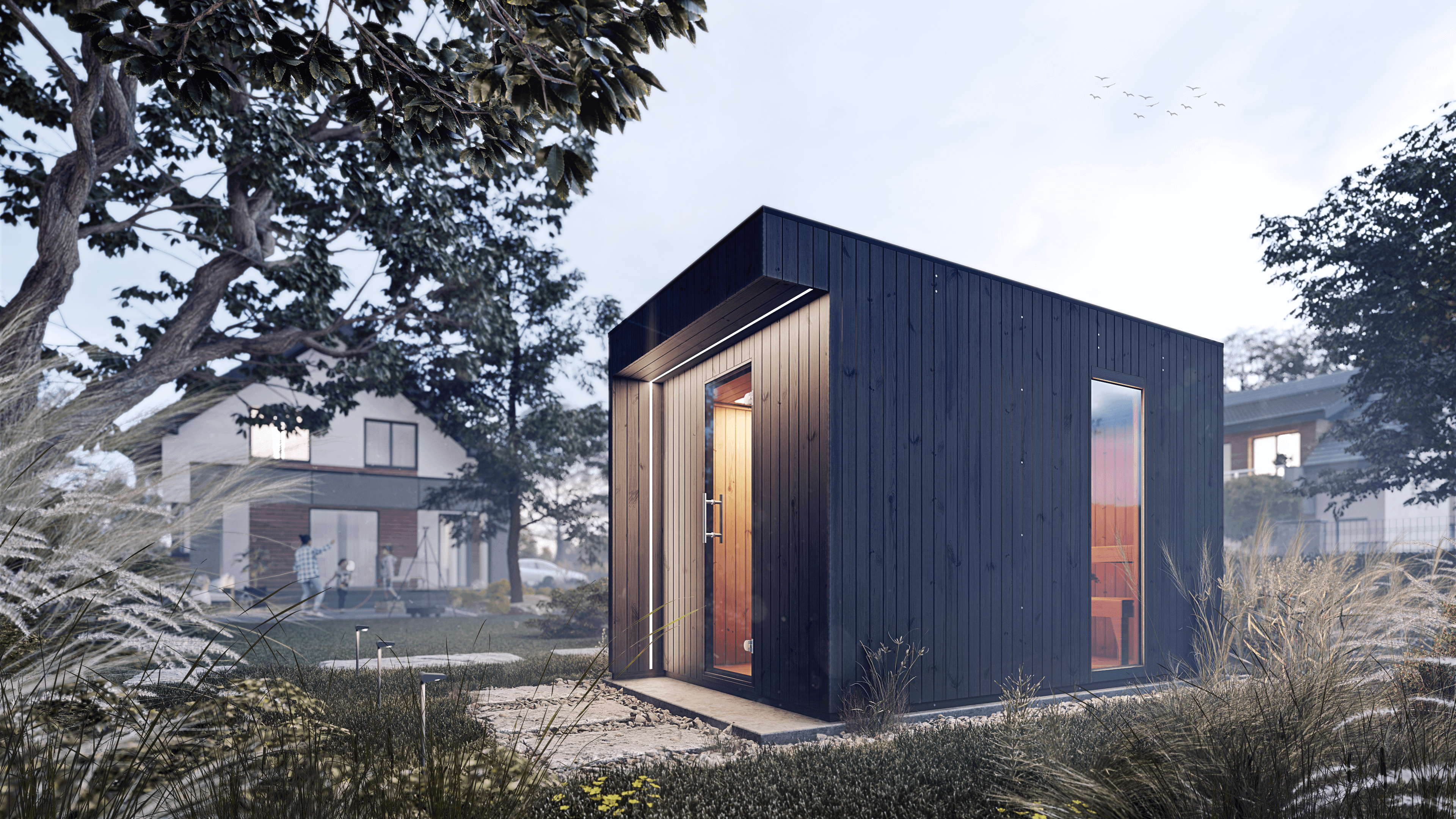 wellmia-musta-gartensauna-fichte-vorraum-4-6-personen image 1
