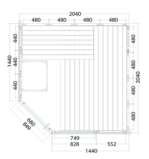 harvia-alaska-corner-innensauna-206x206-fichte-5-pers image 3