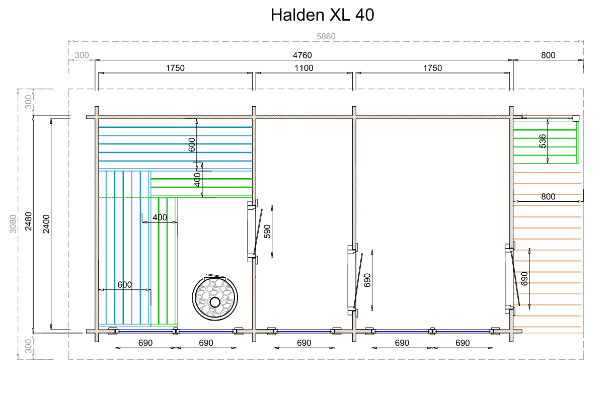 wellmia-halden-xl-gartensauna-fichte-254x568cm-vorraum image 3