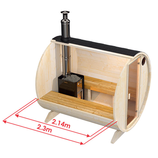 wellmia-fasssauna-small-2-230-cm-4-6-personen-fichte image 1