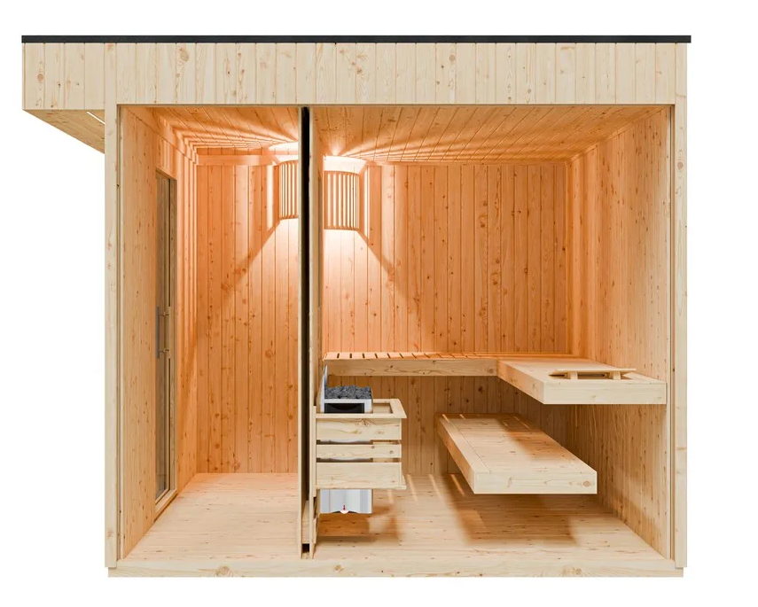 wellmia-musta-2-gartensauna-fichte-vorraum-4-6-personen image 3