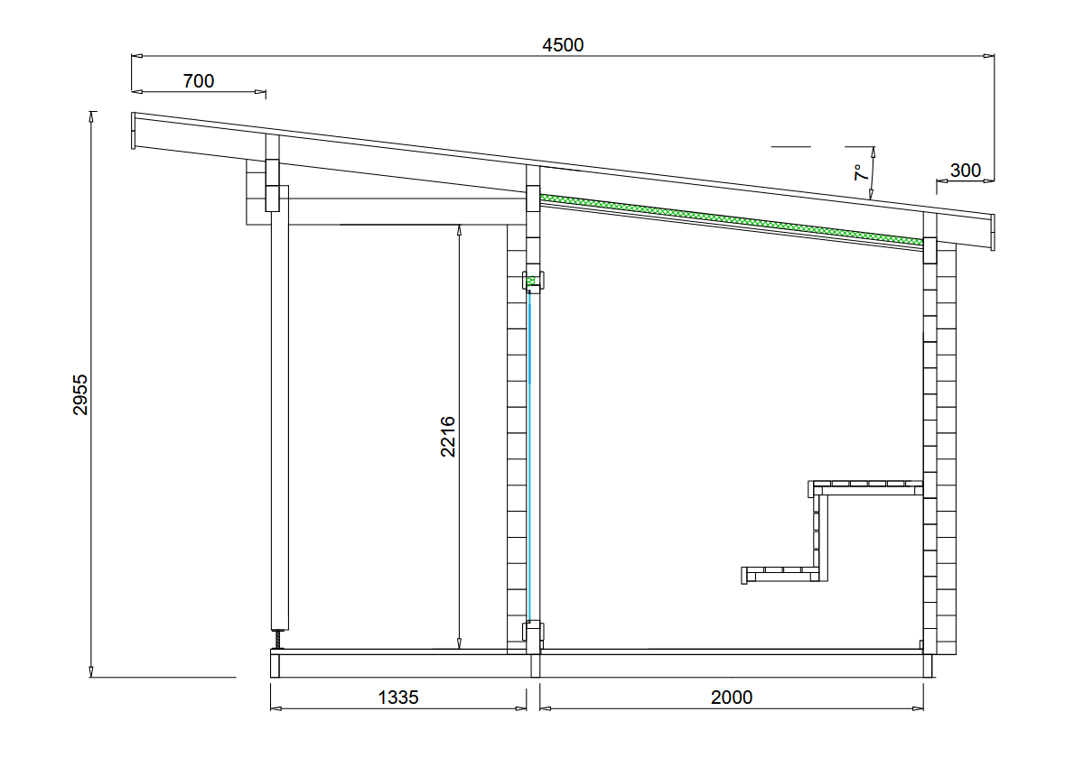 wellmia-hagen-mini-gartensauna-434x341-cm-mit-vorraum image 4