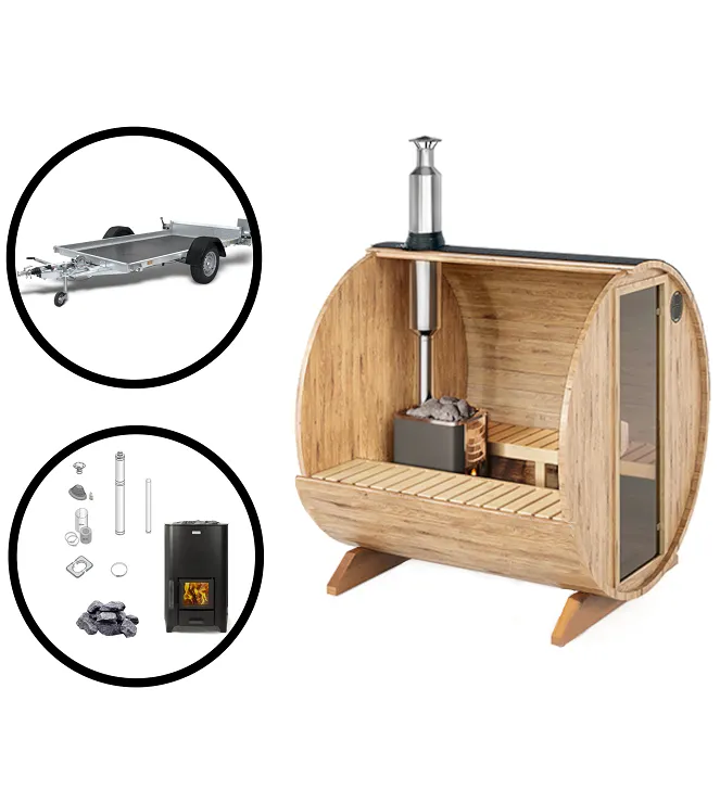 wellmia-nordica-small-fasssauna-komplettset-thermoholz-anh-nger image 1