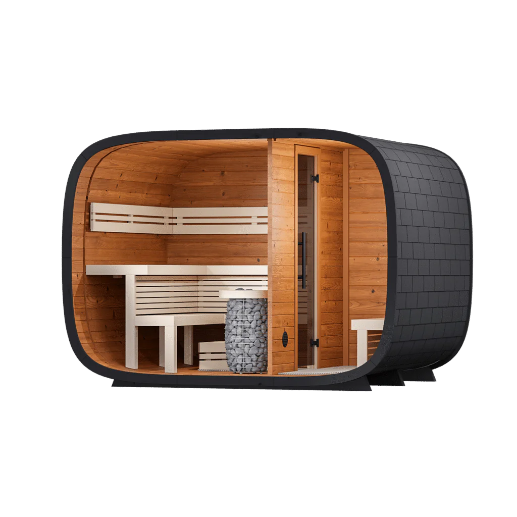 leil-round-cube-double-gartensauna-thermoholz-2-4-m image 2