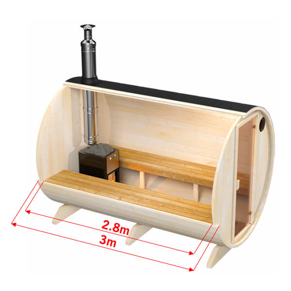 wellmia-fasssauna-medium-300-cm-saunafass-6-8-personen-fichte image 1