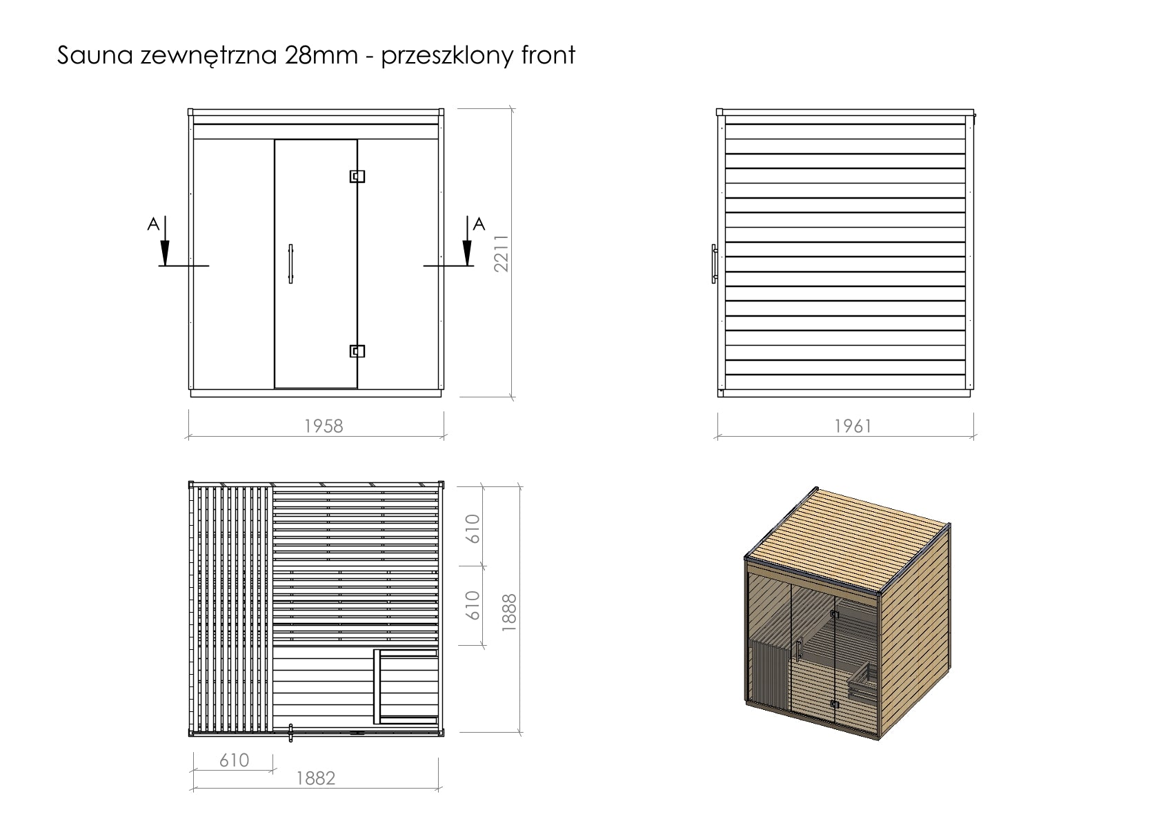 wellmia-luna-gartensauna-fichte-200x196-cm-4-6-personen-schwarz image 5