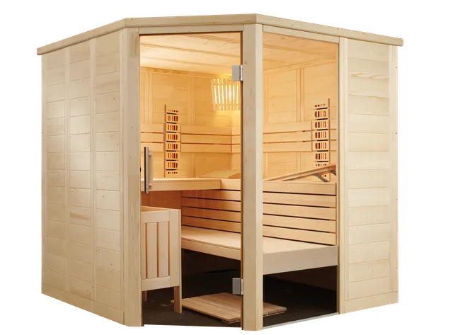 harvia-alaska-corner-infra-sauna-206x206-fichte-5-pers image 1