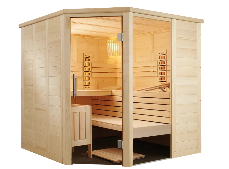 harvia-alaska-corner-infra-sauna-206x206-fichte-5-pers image 1