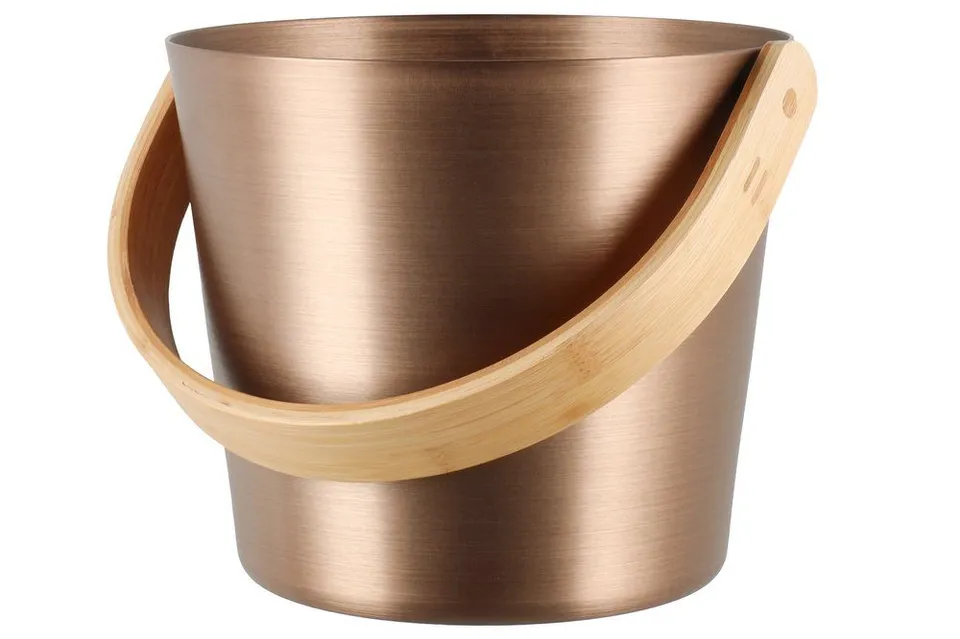 rento-saunak-bel-saunaeimer-aluminium-champagne-holzgriff image 1