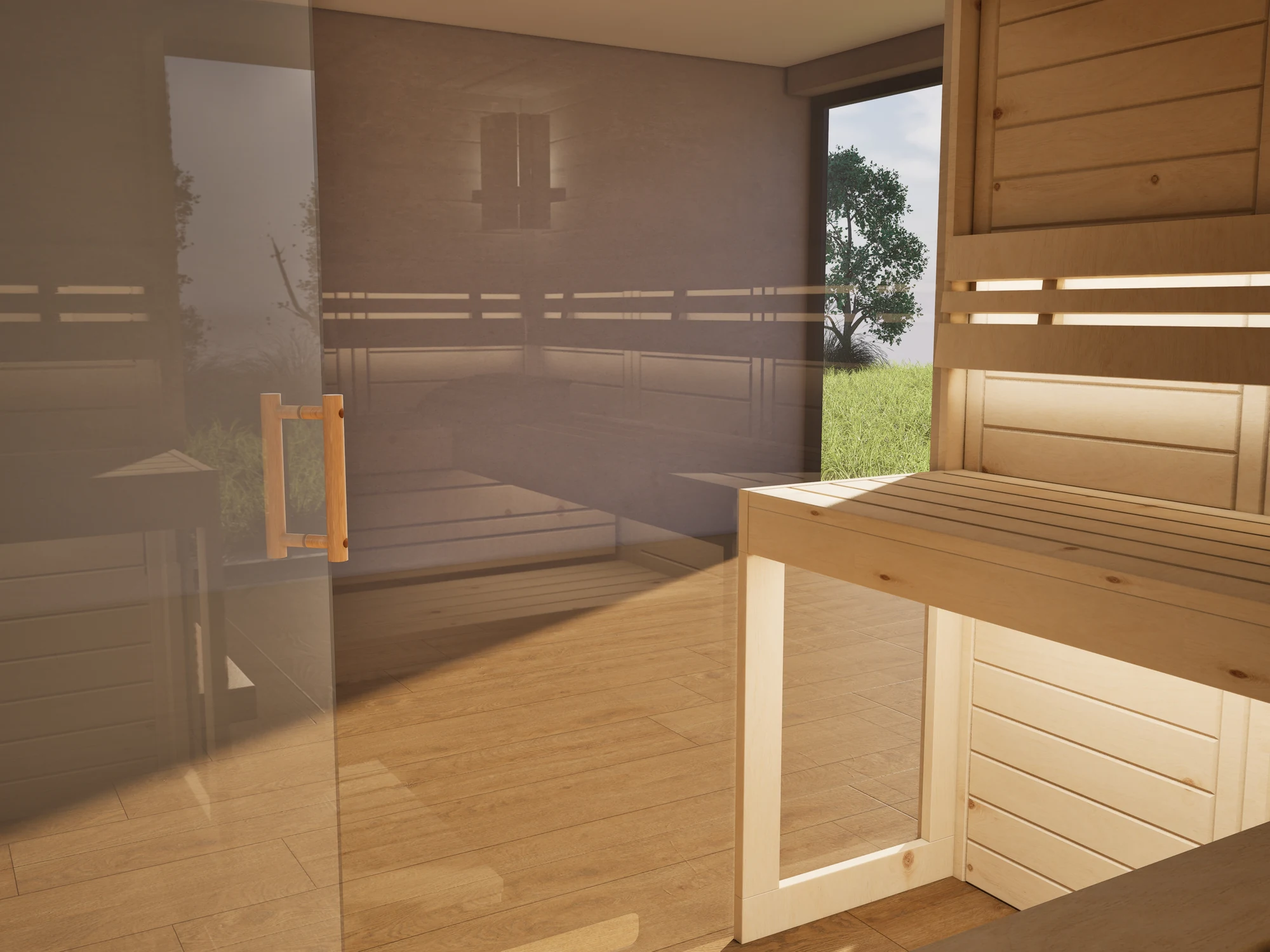 polarholz-athen-ecksauna-nach-ma-zirbenholz-5-eck-glas image 8