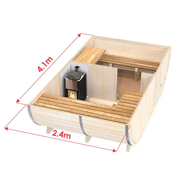 wellmia-fasssauna-oval-gartensauna-410-cm-6-8-personen image 1