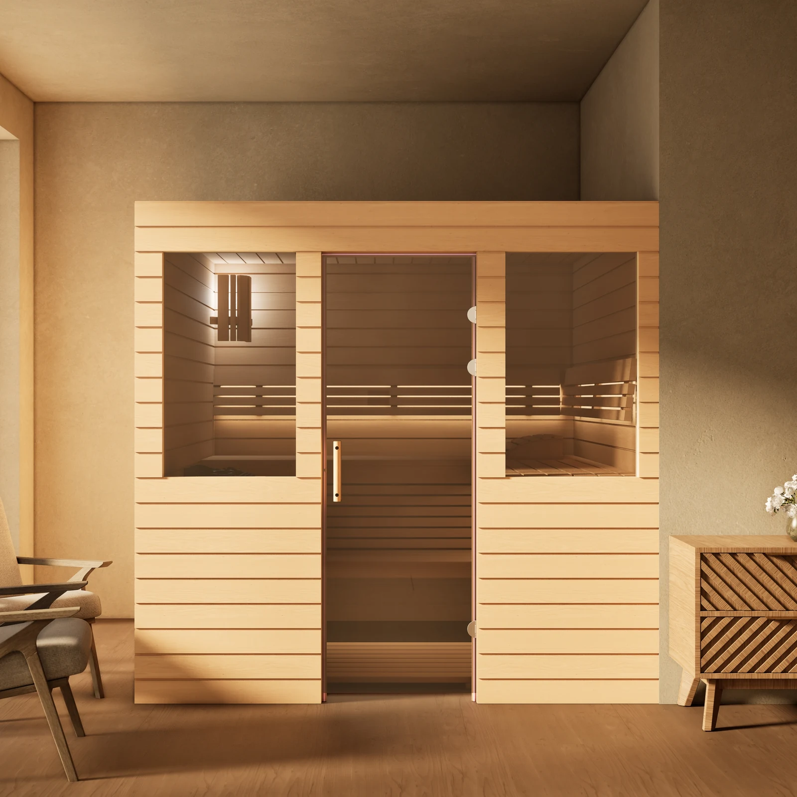 polarholz-venus-innensauna-erlenholz-2-fenster-ofen-set image 1