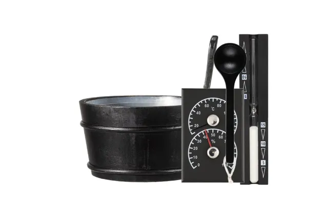 wellmia-classics-sauna-zubeh-rset-k-bel-kelle-sanduhr-thermo-schwarz image 1