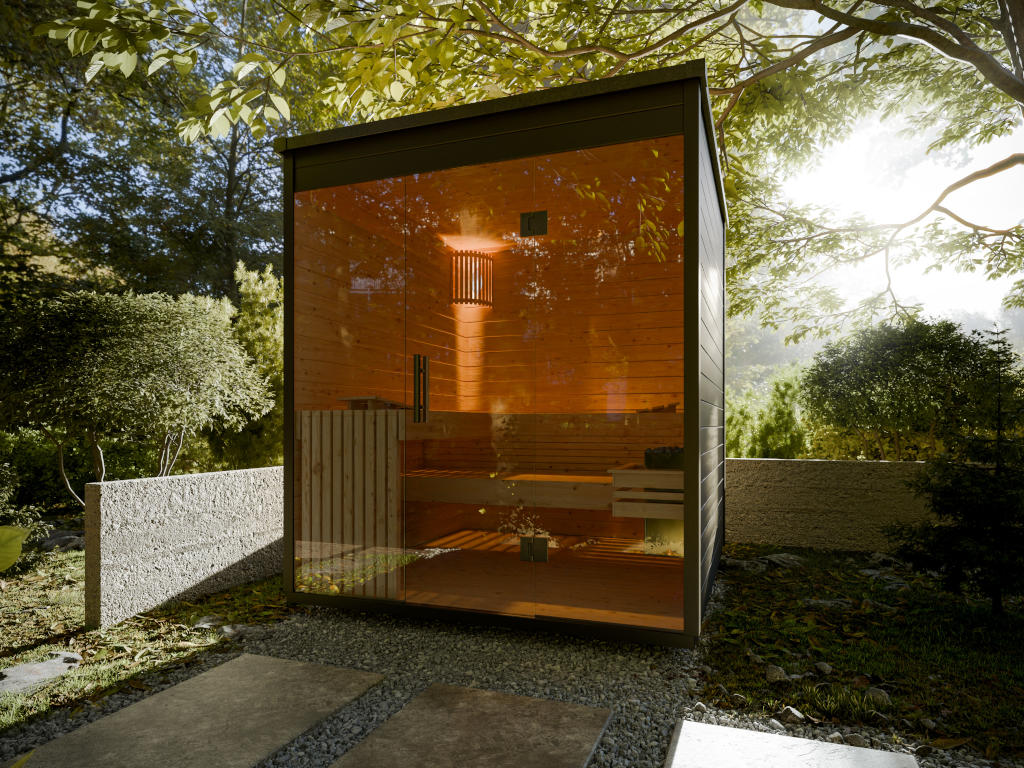 wellmia-luna-gartensauna-fichte-200x196-cm-4-6-personen-schwarz image 1
