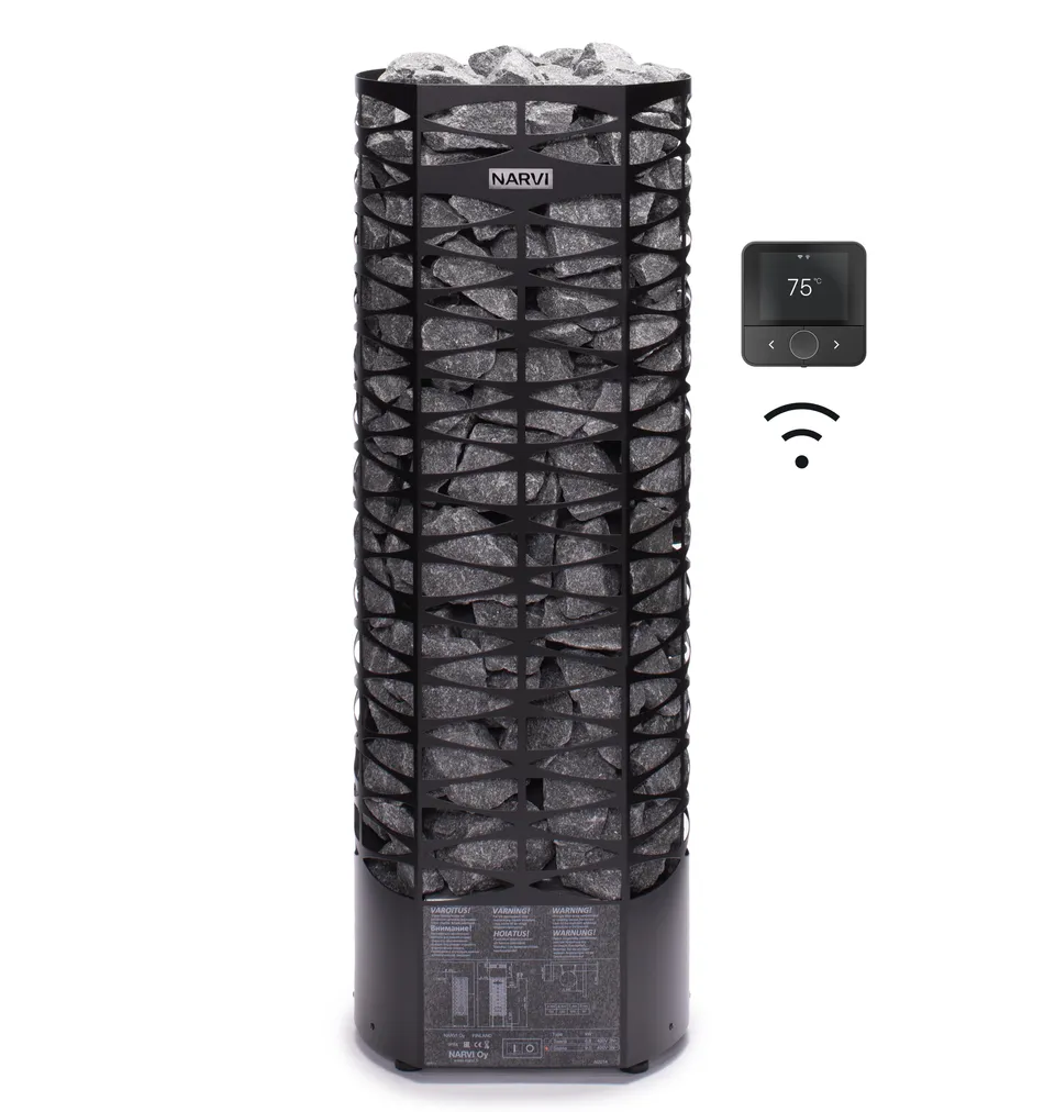 narvi-saana-wifi-saunaofen-schwarz-9-kw-mit-app-steuerung image 1