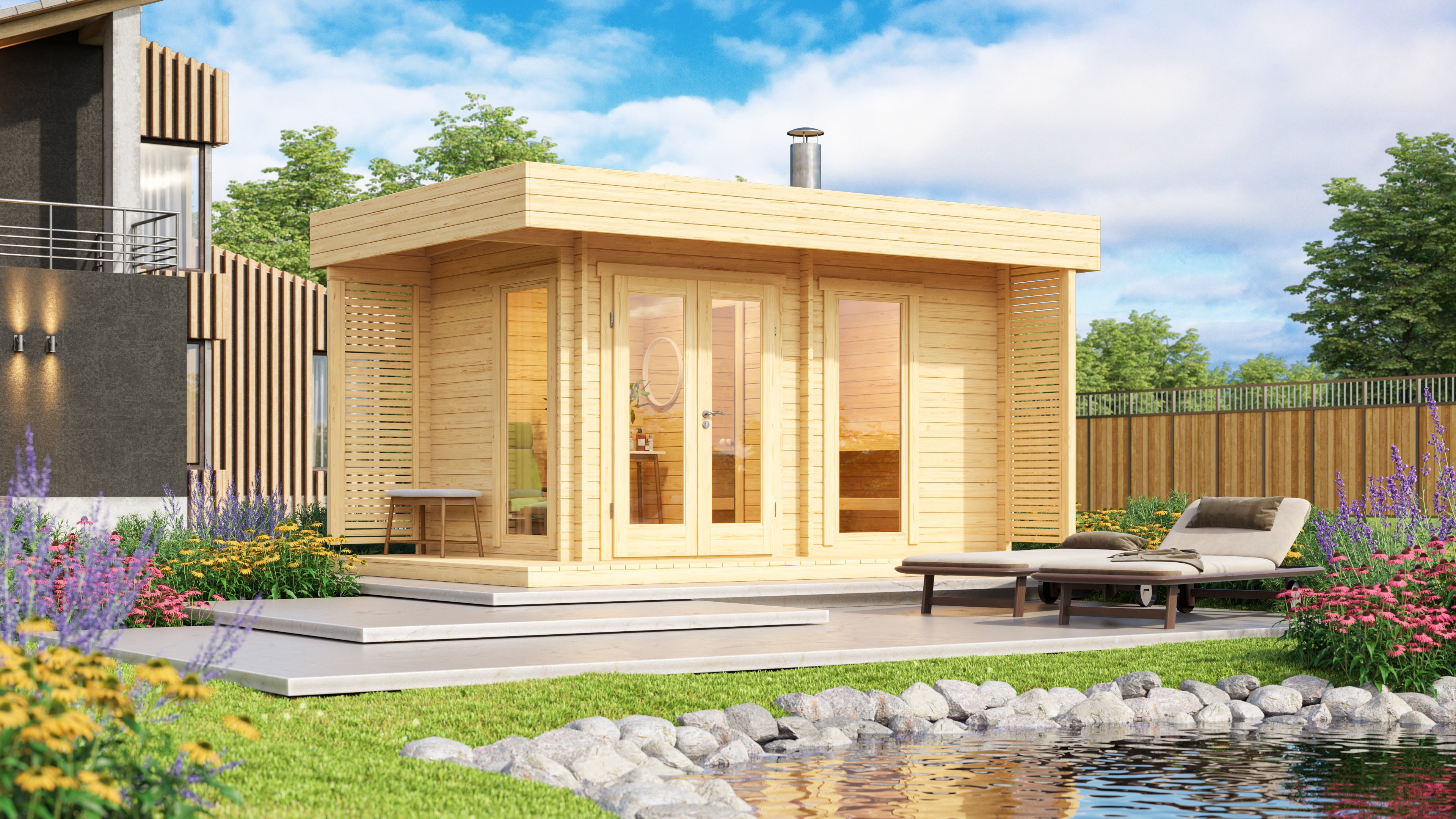 wellmia-reval-gartensauna-mit-vorraum-fichte-373-cm image 1