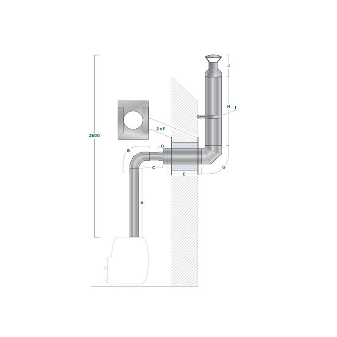 wellmia-utw-schornsteinset-120-mm-saunaschornstein-edelstahl-wand image 1