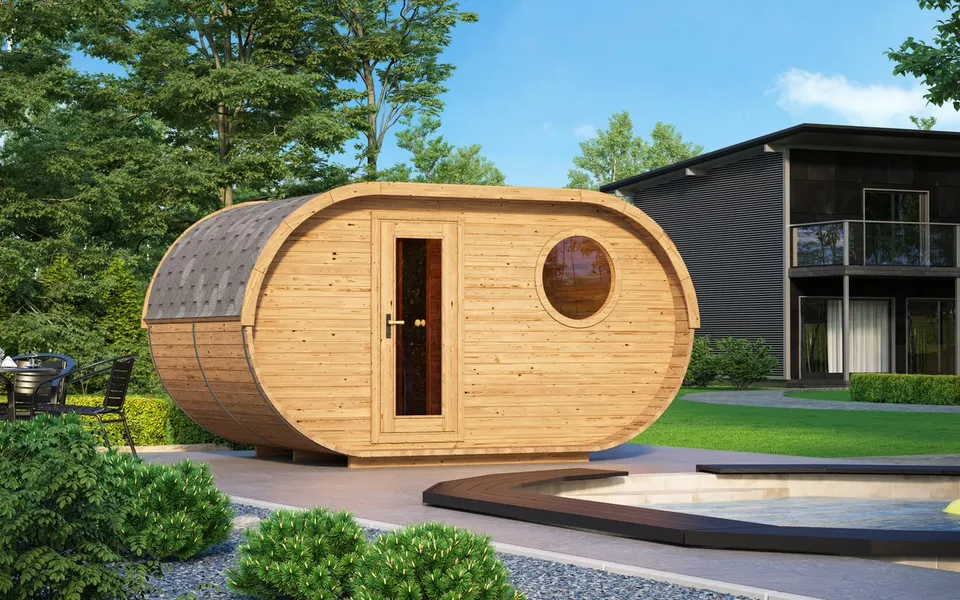 wellmia-oval-m-gartensauna-fichte-oval-400x240-cm-3-4-personen image 1