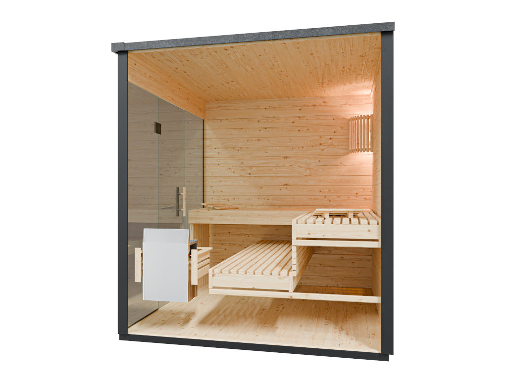 wellmia-luna-gartensauna-fichte-200x196-cm-4-6-personen-schwarz image 4