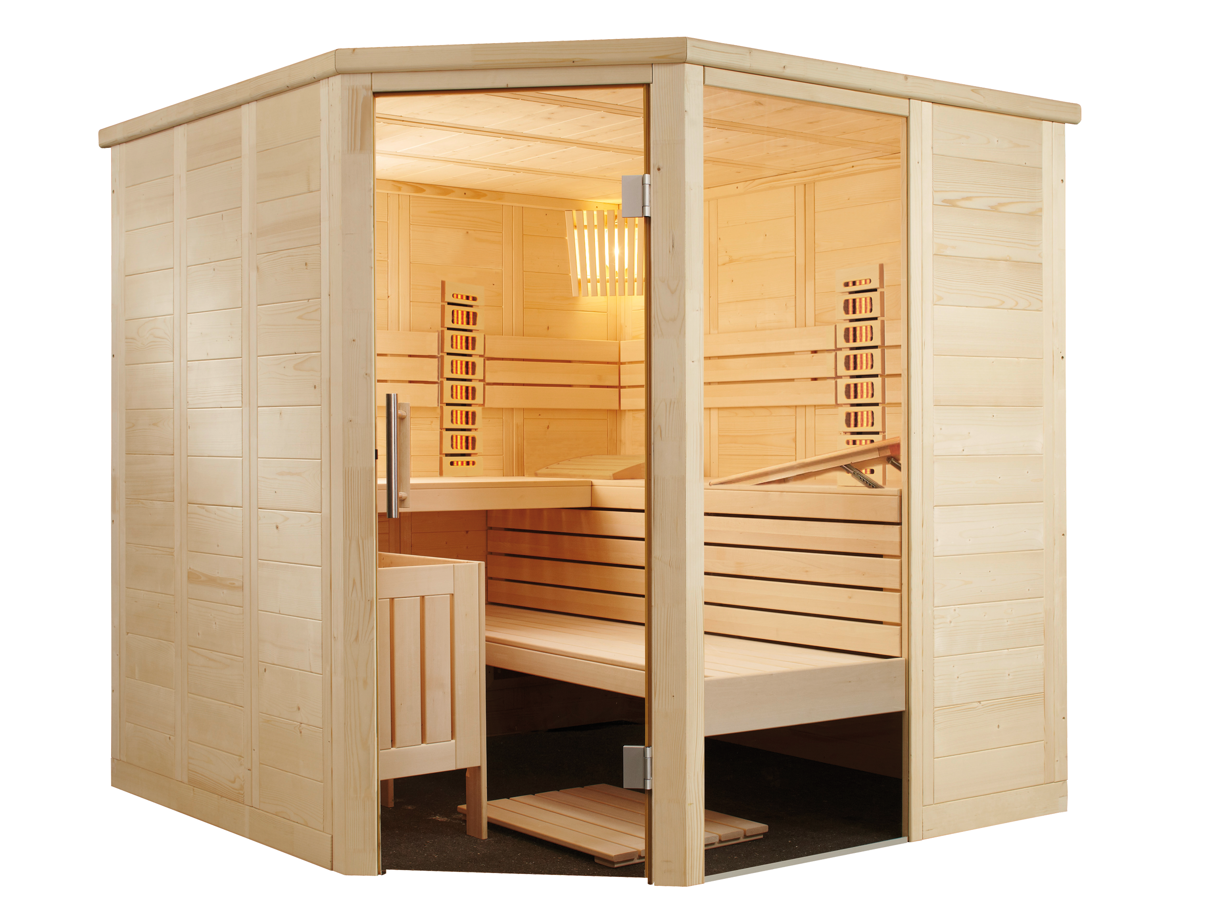 harvia-alaska-corner-infra-sauna-206x206-fichte-5-pers image 1