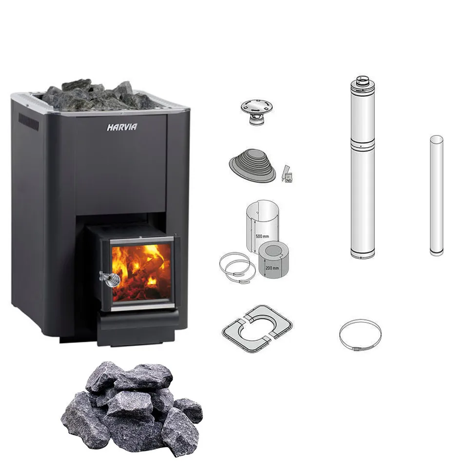 harvia-20-pro-sl-sauna-holzofen-schwarz-14-3-kw-komplettset image 1