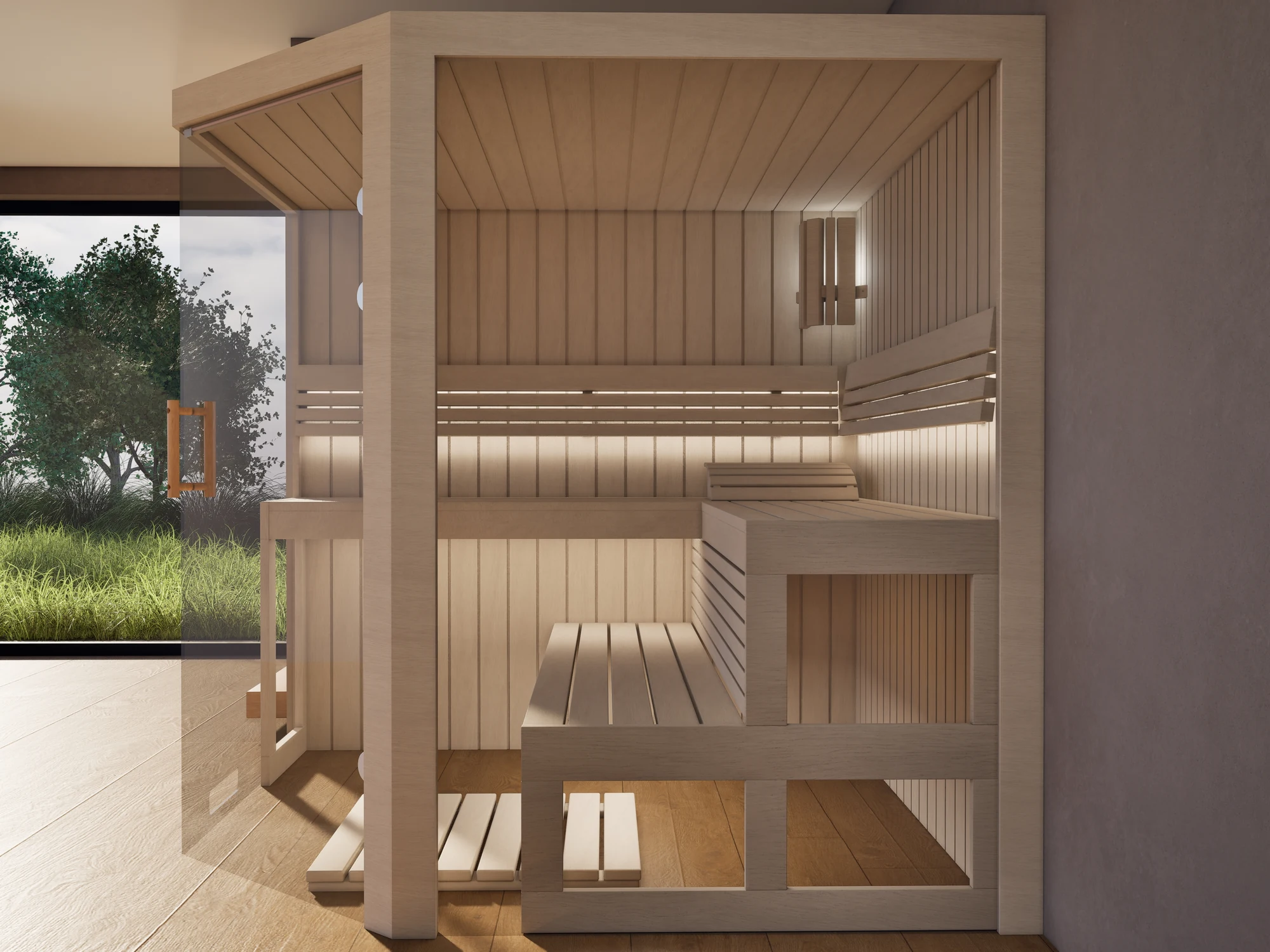 polarholz-athen-ecksauna-5-eck-lindenholz-2x-glas-bodentief image 4