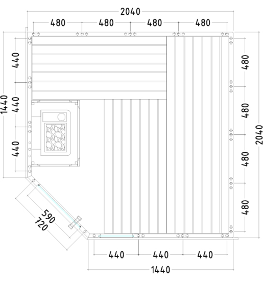 harvia-komfort-corner-innensauna-5-pers-206x206-cm image 4