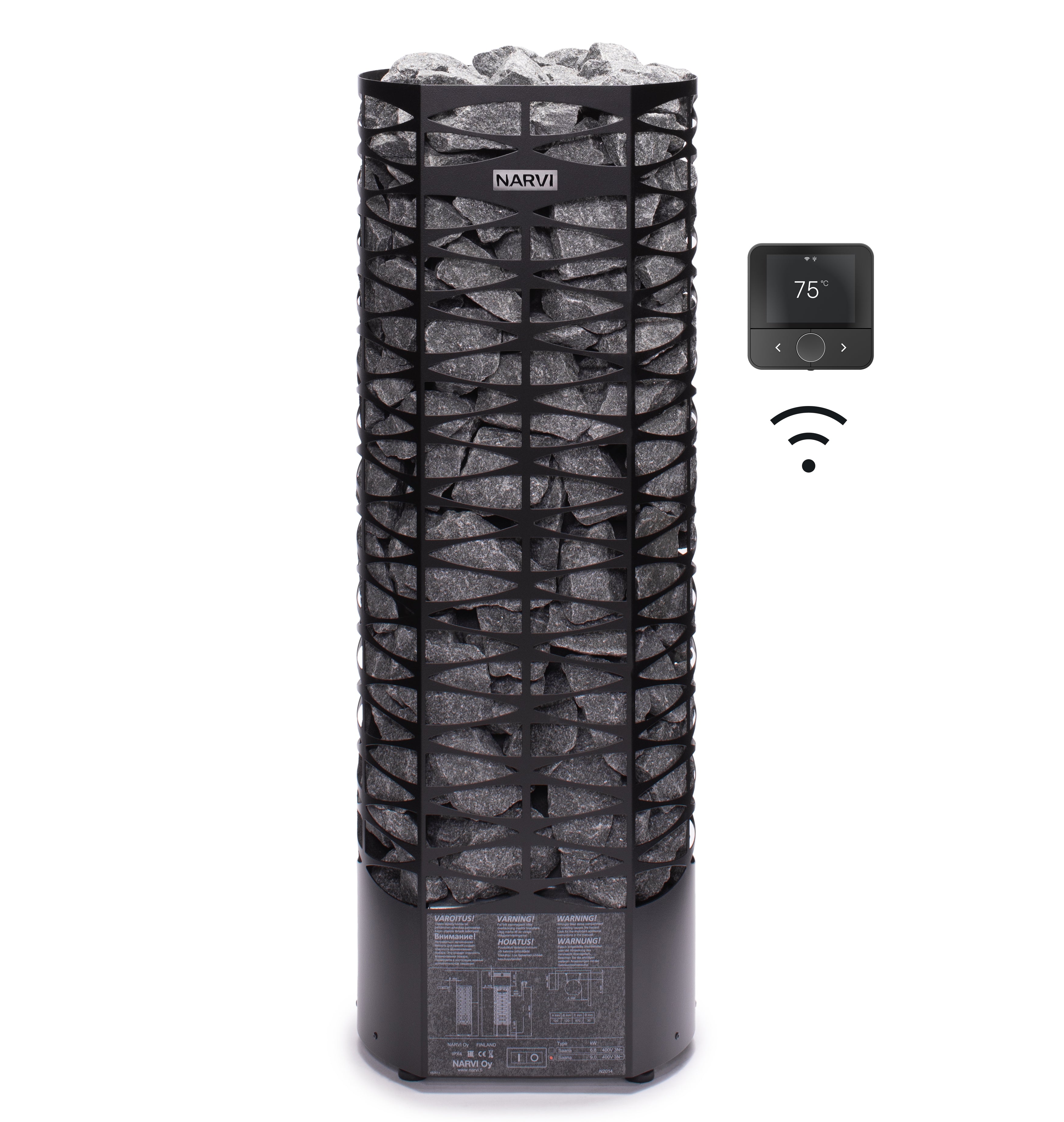 narvi-saana-wifi-saunaofen-schwarz-9-kw-mit-app-steuerung image 1