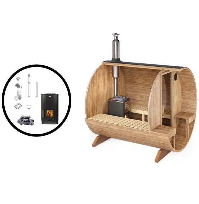 wellmia-nordica-veranda-small-fasssauna-240cm-mit-holzofen image 1