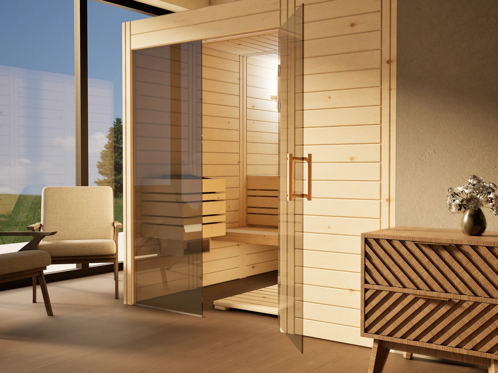 polarholz-venus-sauna-nach-ma-zirbe-glaselement-ofen-set image 3