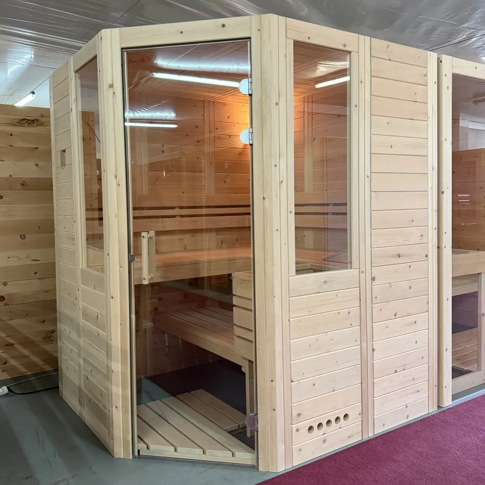 polarholz-athen-massivholzsauna-zirbe-180x160-5-eck-glasfront image 1